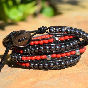 Handmade beaded wrap bracelet